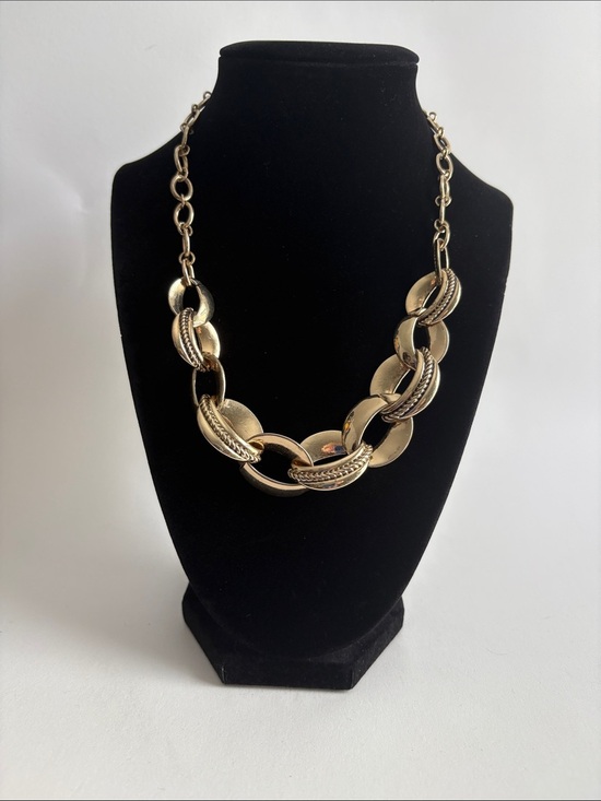 Jewelry - Gold Chain Link Statement Necklace Textured Adjustable Women Jewelry